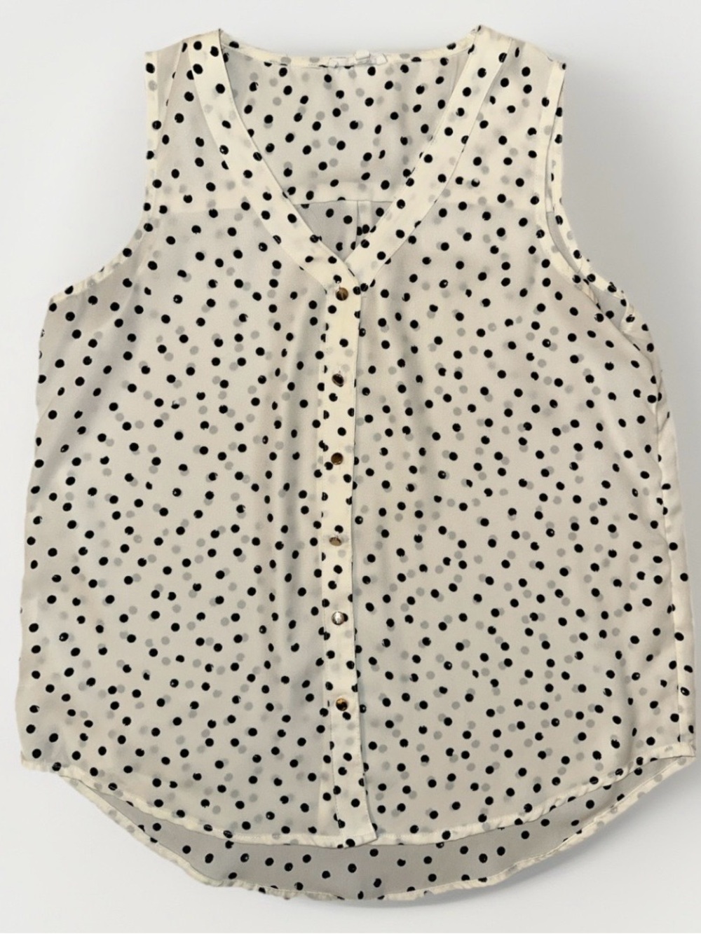 Maurices Cream Sleeveless Polka Dot Button-Front Blouse